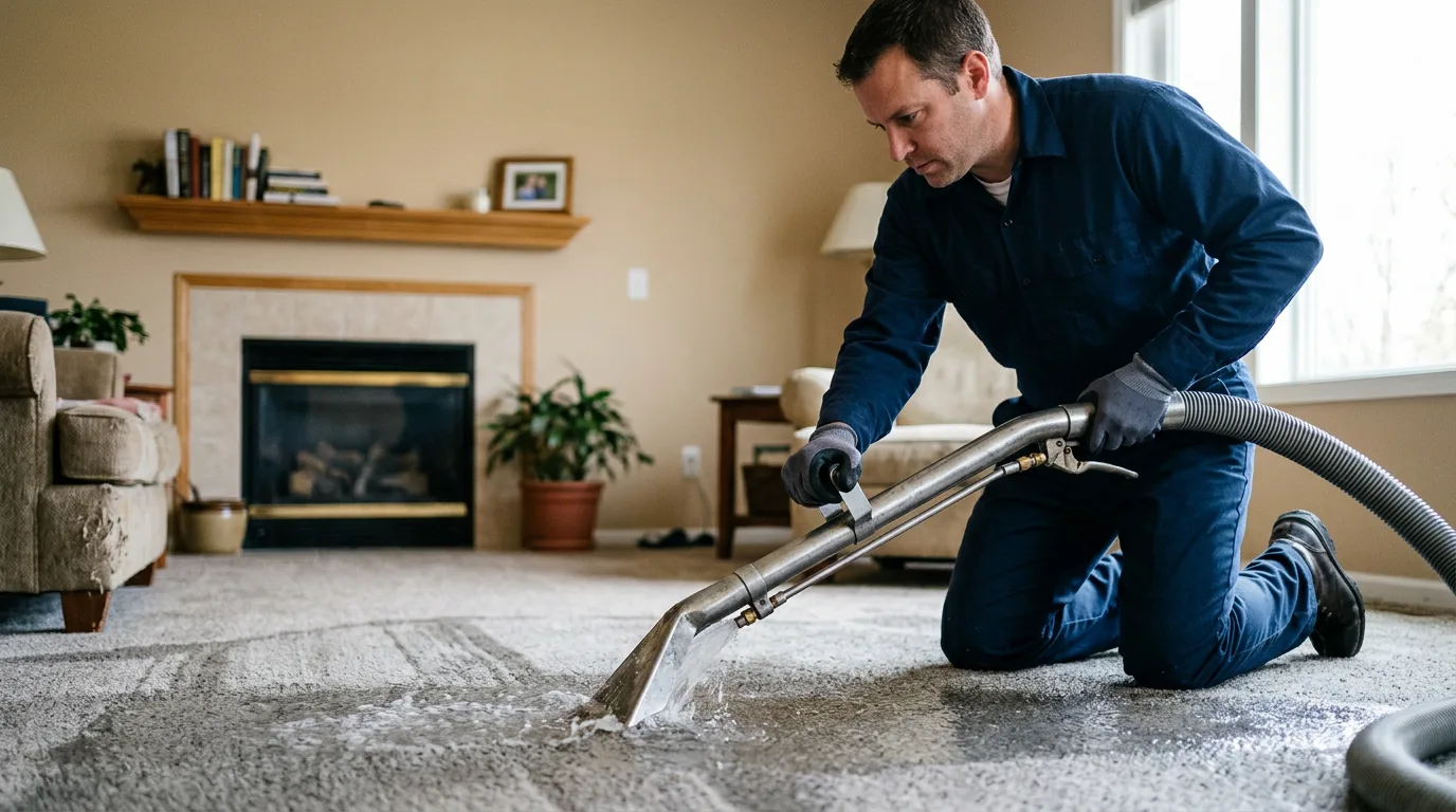 Water damage restoration technician working near Paynes Creek, CA